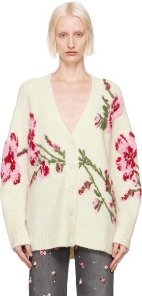 Off-White Jacquard Roses Cardigan