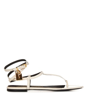 womens leather flat sandals in white
