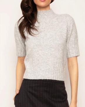millie quarter sleeve turtleneck top in grey