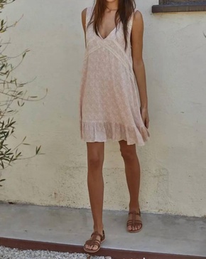 laced mini dress in dusty pink