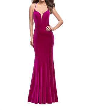 velvet mermaid dress in fuchsia