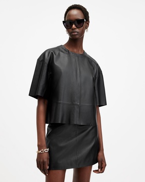 Renai Short Sleeve Leather T-Shirt