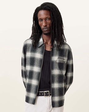 Ellis Checked Embroidered Zip Up Jacket