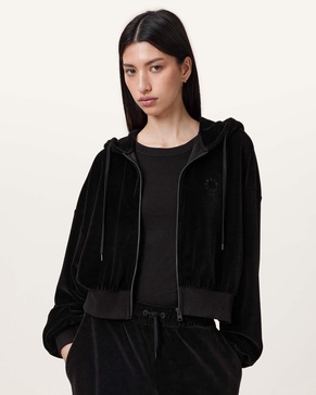 Vinny Relaxed Fit Zip Up Velvet Hoodie