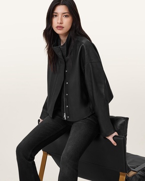 Ryder Funnel Neck Leather Jacket