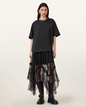 Jose Tiered Lace Midi Skirt