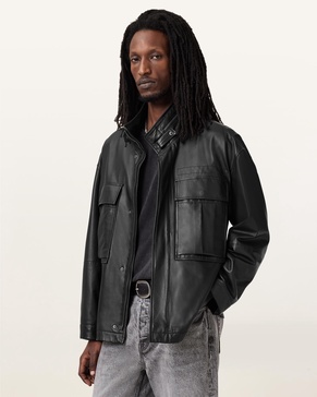 Halton Funnel Collar Leather Jacket