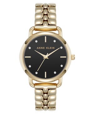 Women's Quartz Signature Black and Gold-Tone Metal Alloy Watch, 30mm