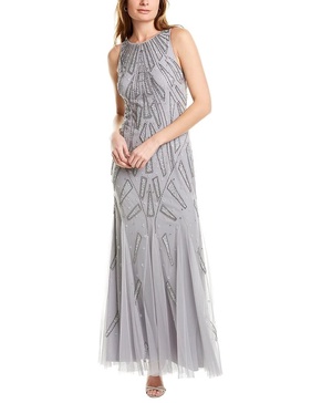 Adrianna Papell Women's Beaded Halter Gown
