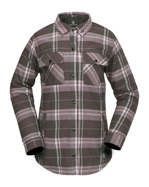Volcom Women's Flannel Snowboard Ski Winter Hooded Shirt Jacket