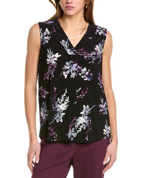 Anne Klein Womens V Neck Pleated Blouse