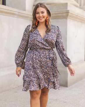 The Drop Women's Floral Print Wrap Front Long Sleeve Dress by @caralynmirand