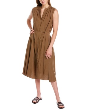 Vince Women's Short Sleeve Shirred Band Collar Dress