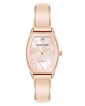 Women's Quartz Cushion Blush Pink Enamel with Rose Gold-Tone Metal Alloy Bangle Watch, 22mm