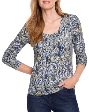 NIC+ZOE Women's Sketched Lines Long Sleeve Scoop Neck Tee