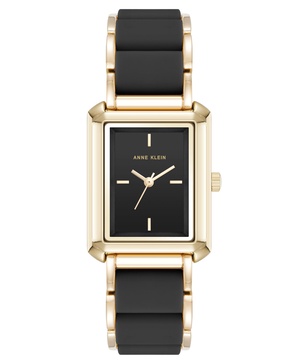 Women's Quartz Black Silicone and Gold-Tone Metal Alloy Bracelet Watch, 26mm