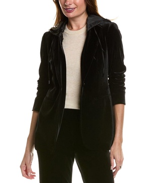 Anne Klein Women's Velvet Notch Collar Jacket W/Hood