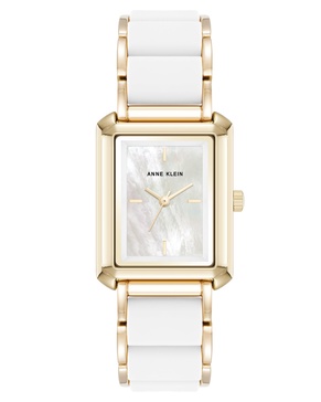 Women's Quartz White Silicone and Gold-Tone Metal Alloy Bracelet Watch, 26mm