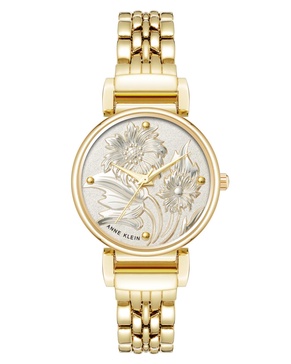Women's Quartz Floral Gold-Tone Metal Alloy Watch, 30mm