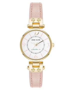 Women's Quartz Blush Pink Leather and Gold-Tone Metal Alloy Strap Watch, 26mm