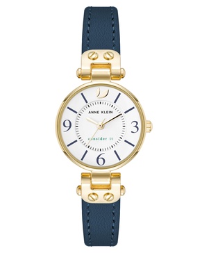 Women's Quartz Blue Leather and Gold-Tone Metal Alloy Strap Watch, 26mm