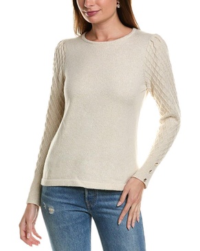 Anne Klein Women's Lurex Crew Neck with Puff Sleeves