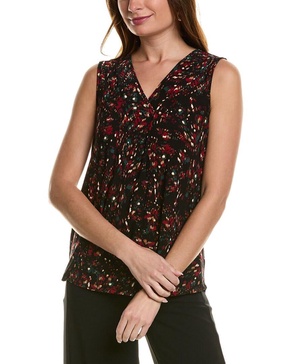 Anne Klein Women's Printed Ity Pleat Front Shell