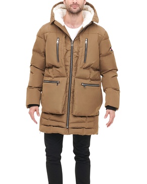 Tommy Hilfiger Men's Heavyweight Quilted Sherpa Hooded Parka