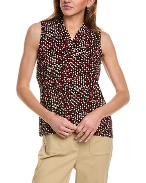 Anne Klein Women's Printed Ity Triple Pleat Top