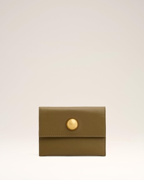 Khaki Leather Carrousel Folded Card Holder