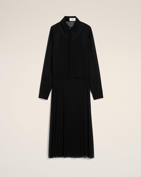 Black Pleated Midi Dress