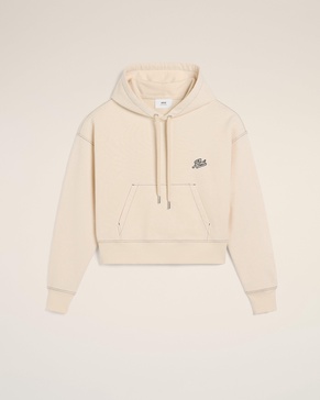 Beige Cotton Hoodie Ami Signature