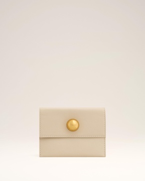Beige Leather Carrousel Folded Card Holder