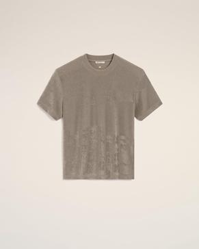 Beige Shiny Jersey Short Sleeve T-Shirt