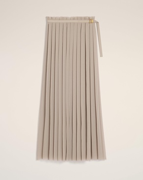 Beige Long Pleated Skirt