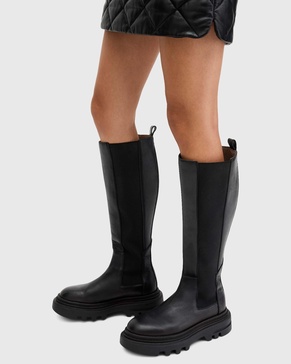 AllSaints Monica leather calf boots in black