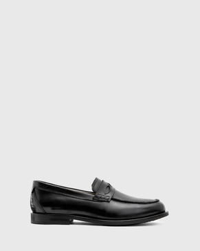 AllSaints Harmon leather loafers in black