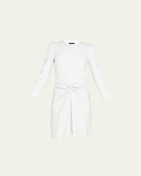 Ruched Long-Sleeve A-Line Dress