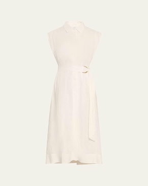 Loreta Belted Linen Shirtdress