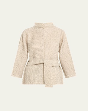 Warm Pleats Self-Tie Wool Tunic
