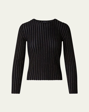 Lurex Pinstripe Fitted Wool Sweater