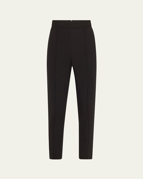 High-Rise Pintuck Skinny-Leg Pants