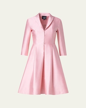 Pintuck Silk Coat Dress