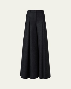 Fiorello Pleated Wide-Leg Wool Flannel Pants