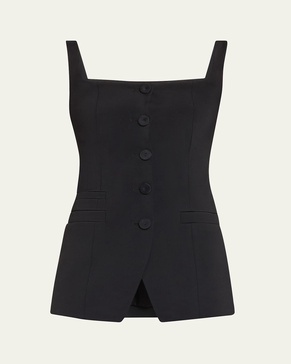 Square-Neck Buttoned Top