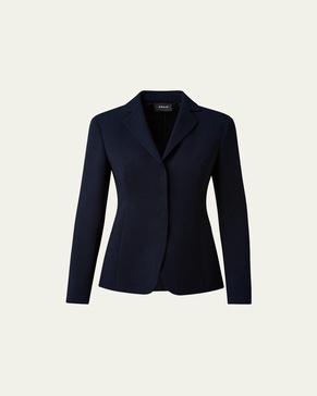 Leather-Collar Wool Jacket