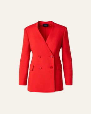 Trinity Collarless Wool Blazer Jacket