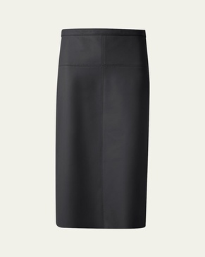 Midi Straight Leather Skirt