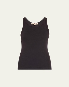 Long Ribbed Cotton Tank Top