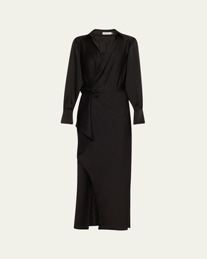 Talita Drape-Front Midi Dress